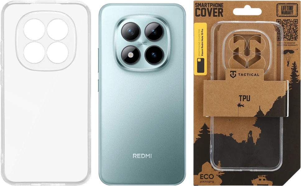 Tactical TPU dėklas skirtas Xiaomi Redmi Note 15 Pro skaidrus