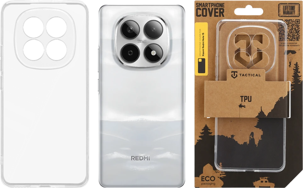 Tactical TPU dėklas skirtas Xiaomi Redmi Note 15 skaidrus