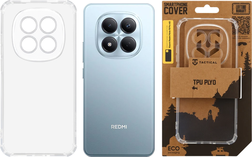 Tactical TPU Plyo dėklas skirtas Xiaomi Redmi Note 15 Pro 4G skaidrus