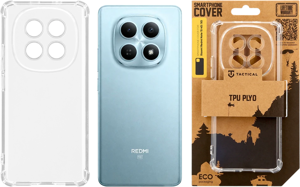 Tactical TPU Plyo dėklas skirtas Xiaomi Redmi Note 15 4G/5G skaidrus