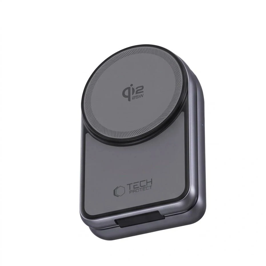 Tech-Protect A53 3IN1 MAGNETINIS MagSafe BELAIDIS ĮKROVIKLIS 25W QI2.2 TAMSIAI PILKAS