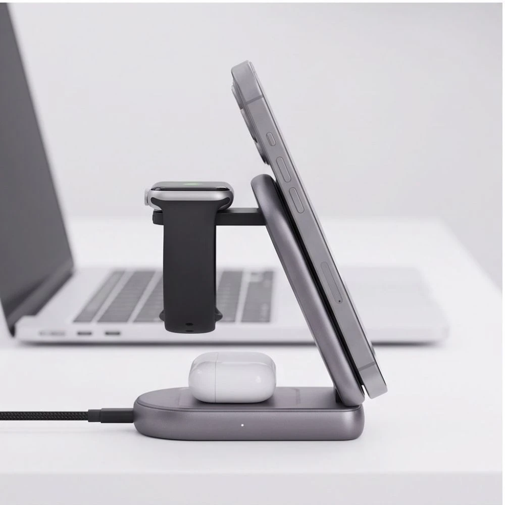 Tech-Protect A53 3IN1 MAGNETINIS MagSafe BELAIDIS ĮKROVIKLIS 25W QI2.2 TAMSIAI PILKAS