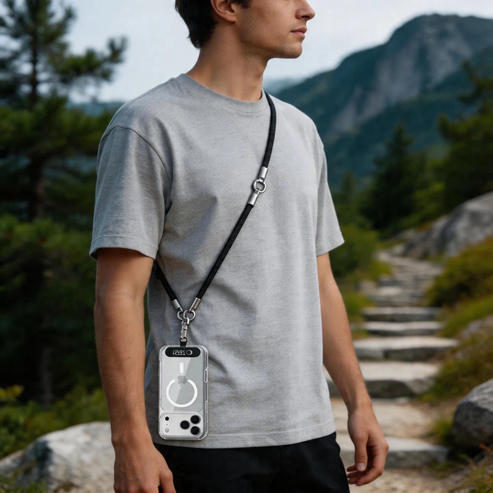 Tech-Protect C10S ROPE CROSSBODY & WRIST juodos spalvos/TITANO