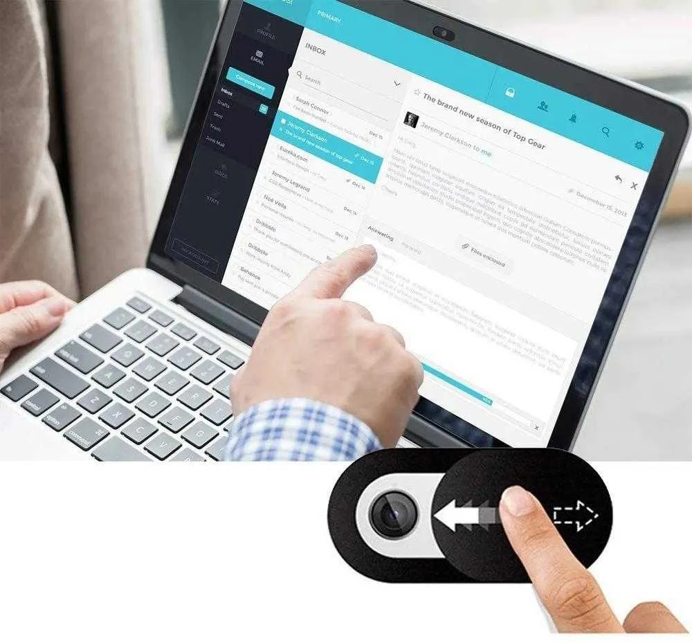 „Tech-Protect Cam Fit+“ 3 nešiojamojo kompiuterio kameros dėklų rinkinys – juodas