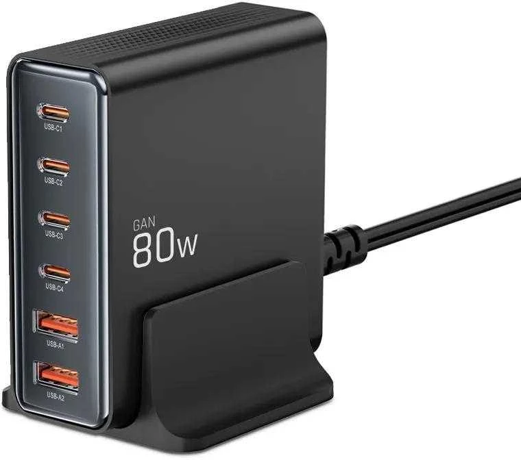 Tech-Protect DC80W-GAN 6-PORT juoda