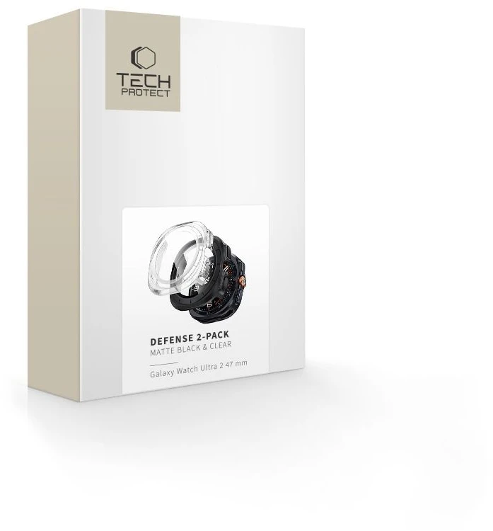 Tech-Protect DEFENSE 2-PACK SAMSUNG Samsung Galaxy WATCH ULTRA 2 2026 (47 MM) MATINĖ JUODA IR SKAIDRI