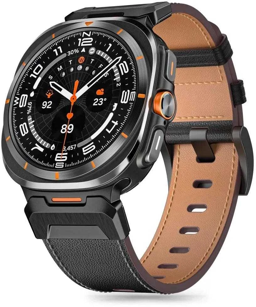 Tech-Protect Delta Pro Leather apyrankė Samsung Galaxy Watch Ultra (47mm) – juodos spalvos