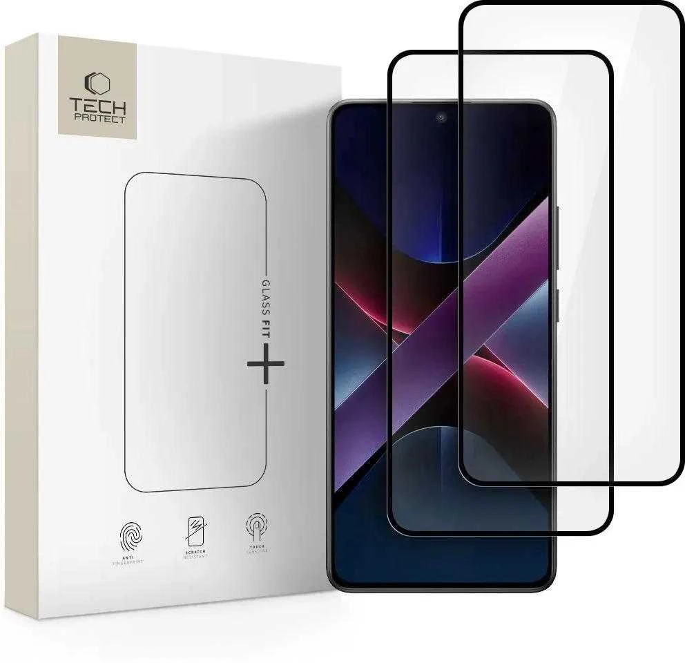 LCD apsauginis stikliukas Tech-Protect Glass Fit+ 2 vnt. Xiaomi Poco X7 Pro juodas