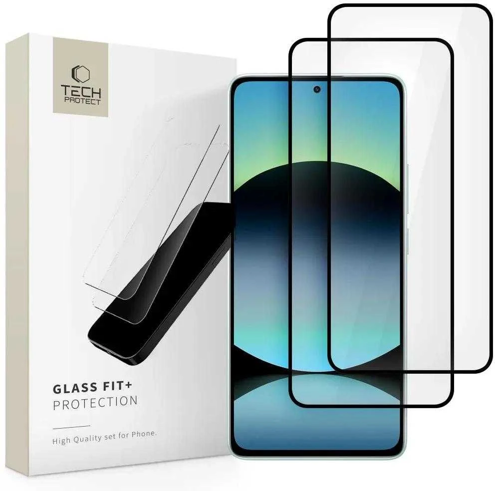 Spigen Tech-Protect Glass Fit +2 vnt. apsauginis stiklas for Xiaomi Redmi Note 14 4G / 5G – juodos spalvos