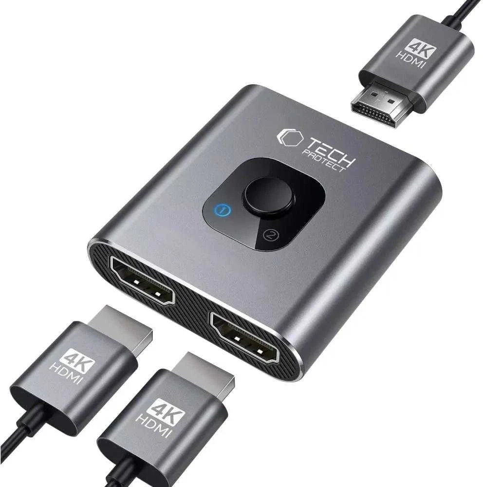 TECH-PROTECT HB07 HUB ADAPTERIS 2IN1 HDMI 4K 60HZ SPACE Pilkas
