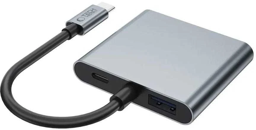 „Tech-Protect HB08 4in1“ USB-C + USB2.0 + 2 x HDMI 4K 60HZ adapteris - pilka