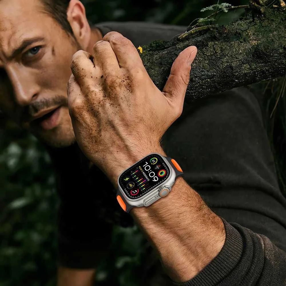 Tech-Protect IconBir Line apyrankė skirta Apple Watch 44 / 45 / 46 / 49 mm – pilkos spalvos-oranžinės spalvos