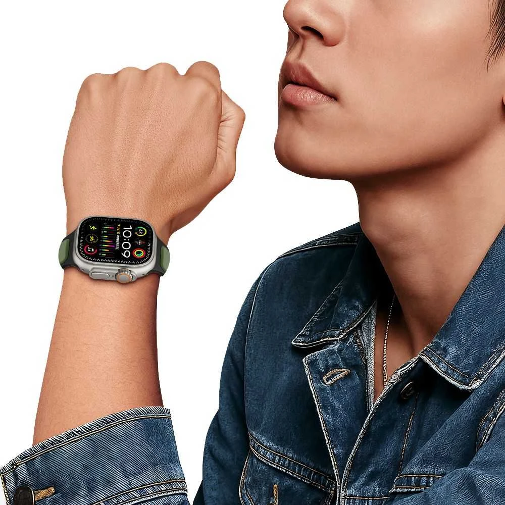 Tech-Protect IconBir Line apyrankė skirta Apple Watch 44 / 45 / 46 / 49 mm – juodos spalvos ir oranžinės spalvos