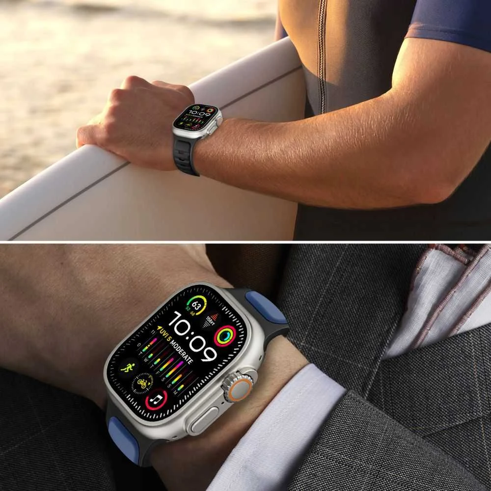 Tech-Protect IconBir Line apyrankė skirta Apple Watch 44 / 45 / 46 / 49 mm – juodos spalvos ir oranžinės spalvos