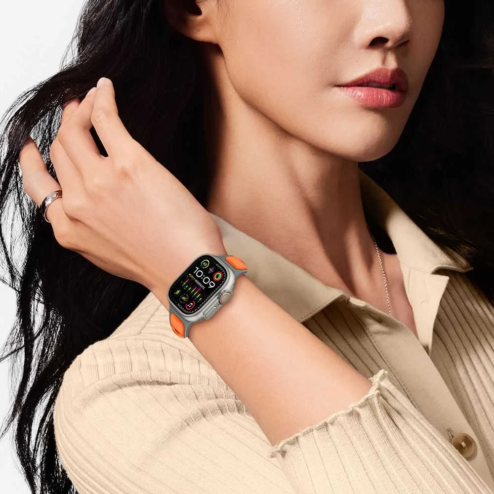 Tech-Protect IconBir Line apyrankė skirta Apple Watch 44 / 45 / 46 / 49 mm – juodos spalvos ir oranžinės spalvos