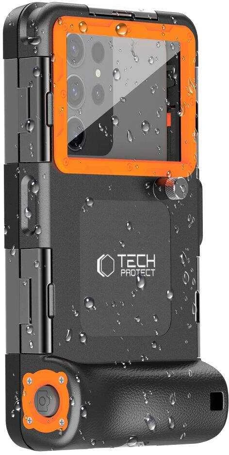 Tech-Protect IPX8 Diving Atsparus vandeniui Case Universal dėklas telefonui juodos spalvos & oranžinis