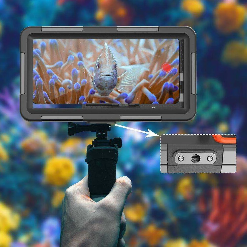 Tech-Protect IPX8 Diving Atsparus vandeniui Case Universal dėklas telefonui juodos spalvos & oranžinis