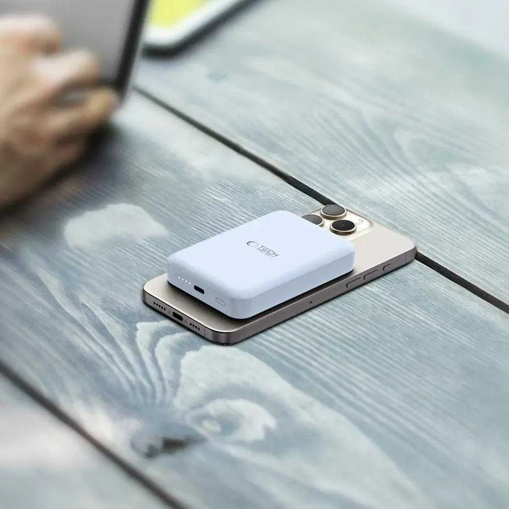 Tech-Protect LifeMag PB11 Powerbank su MagSafe 10000mAh 15W USB-C port – mėlynos spalvos + USB-C kabelis