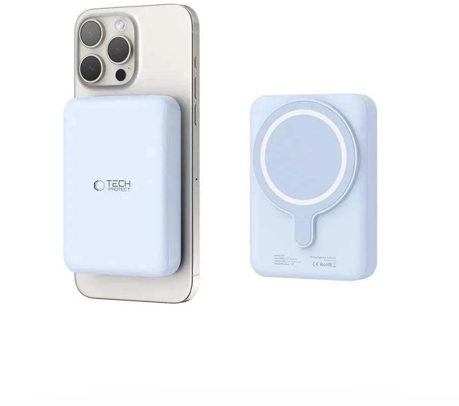 Tech-Protect LifeMag PB11 Powerbank su MagSafe 10000mAh 15W USB-C port – mėlynos spalvos + USB-C kabelis