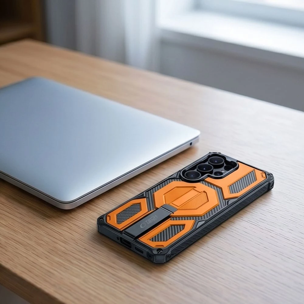 Tech-Protect MAGBLAST MAGSAFE + STIKLAS 2-PACK GALAXY S26 ULTRA JUODA/ORANŽINĖ