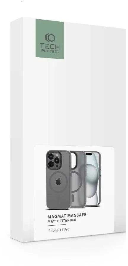„Tech-Protect MagMat MagSafe Apple iPhone 15 Pro“ – matinis titano spalvos dėklas