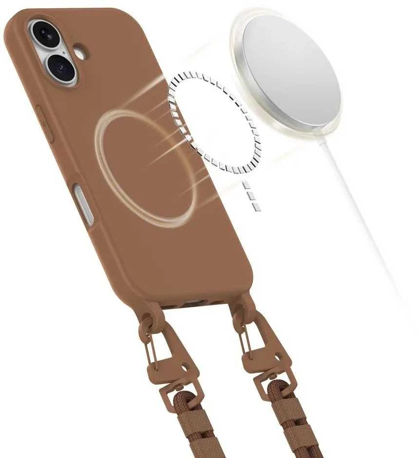Tech-Protect MagNecklace MagSafe with Lanyard Apple iPhone 16 – dėklas telefonui rudos spalvos