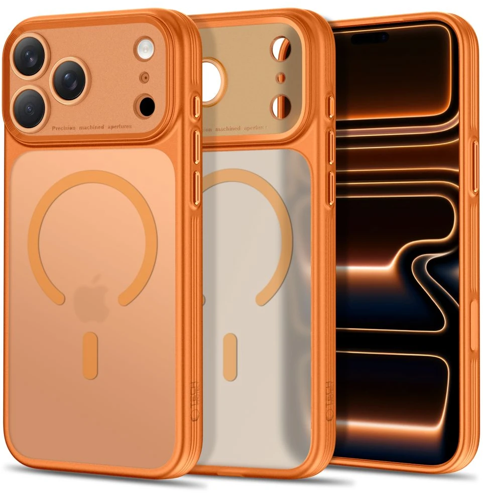 Tech-Protect MagPrime MagSafe CC dėklas, skirtas iPhone 18 Pro / 17 Pro – matinė oranžinė