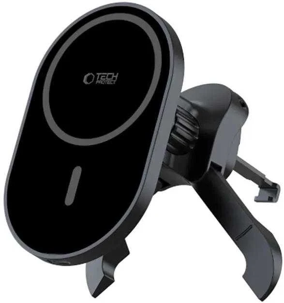 „TECH-PROTECT MM15W-V6“ magnetinis „MagSafe“ stabilus automobilio laikiklis, belaidis įkroviklis, 15 W, Juodas/Juodas