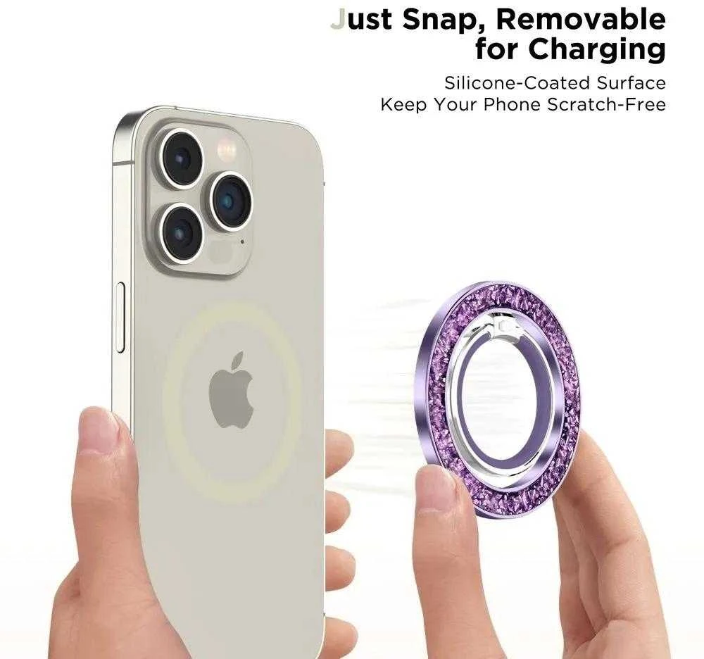 Tech-Protect MMR200 magnetinis laikiklis / ring su MagSafe – violetinės spalvos su crystals