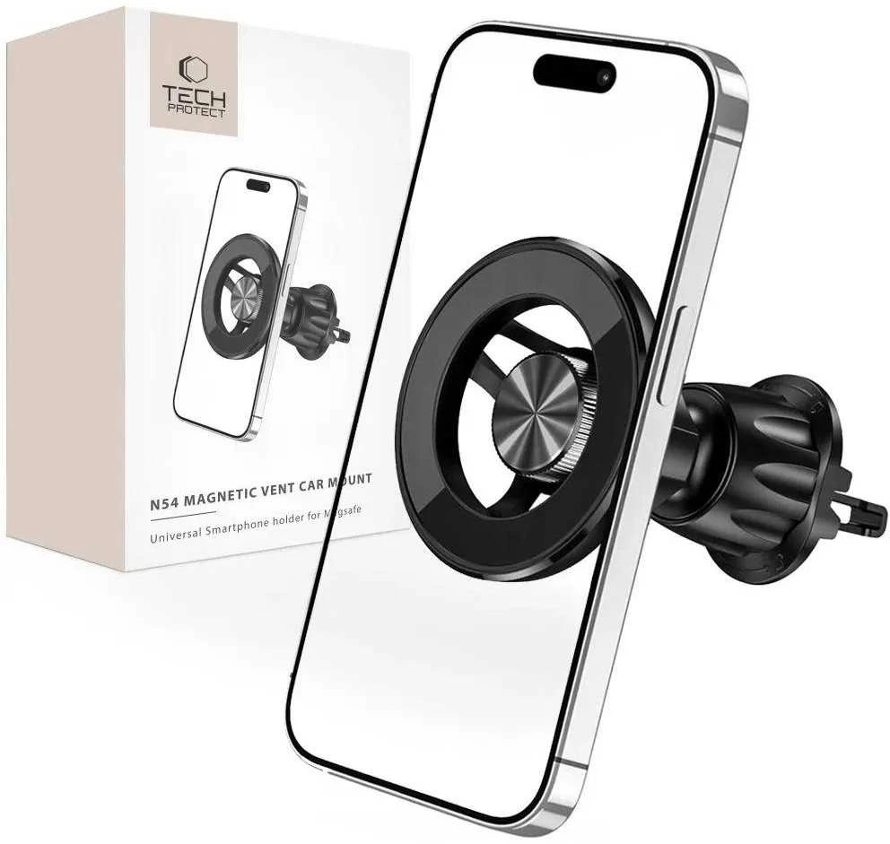 Tech-Protect N54 automobilinis telefono laikiklis su MagSafe oro grotelėms – juodos spalvos