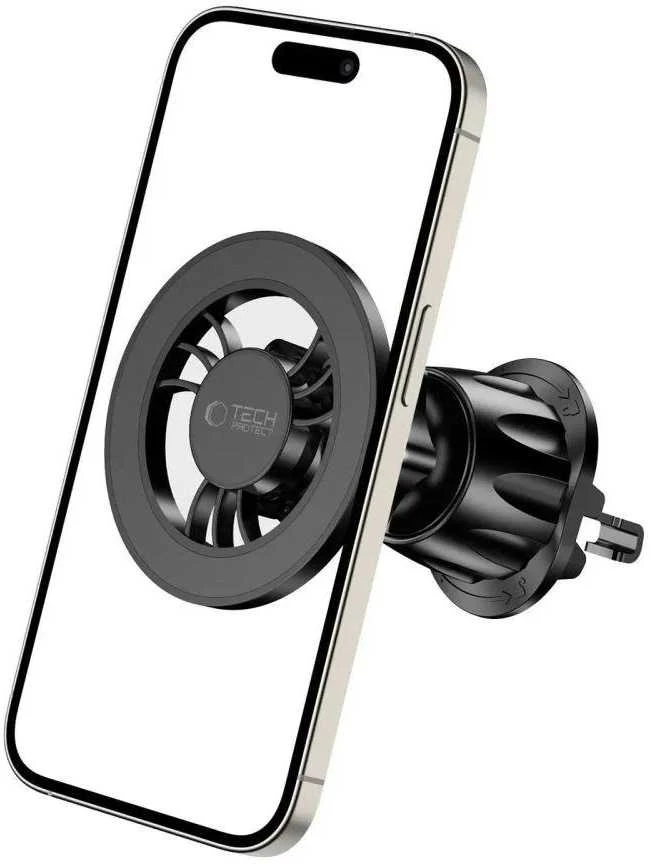 Tech-Protect N56 magnetinis automobilinis telefono laikiklis su MagSafe oro grotelėms – juodos spalvos