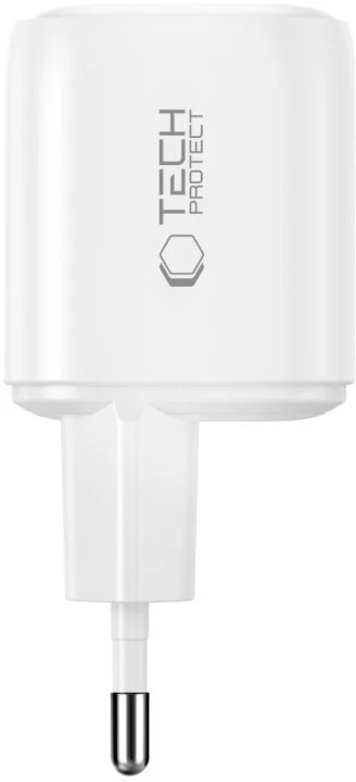 Tech-Protect NCA100W-GAN-AVS 3 prievadų tinklo įkroviklis PD 3.2 100W / QC3.0 baltas