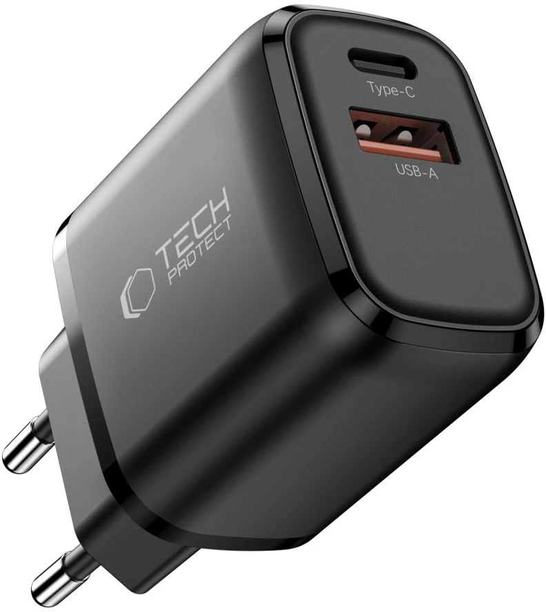 TECH-PROTECT NCA65W-GAN 2 PRIEVADŲ TINKLO ĮKROVIKLIS PD 65W / QC3.0 Juodas