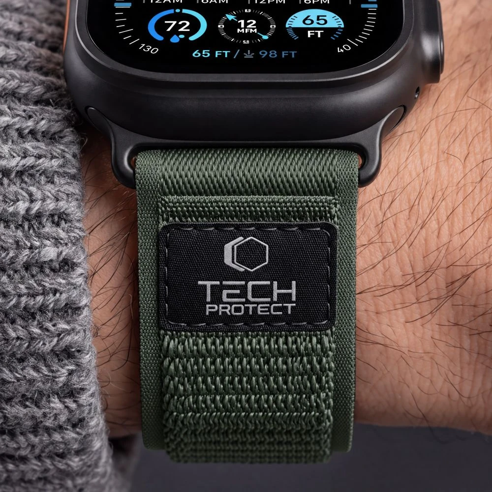Tech-Protect NYLON ELITE Watch 8 / 9 / 10 / 11 / 12 / SE / ULTRA (44 / 45 / 46 / 49 MM) ŽALIAS/ORANŽINIS