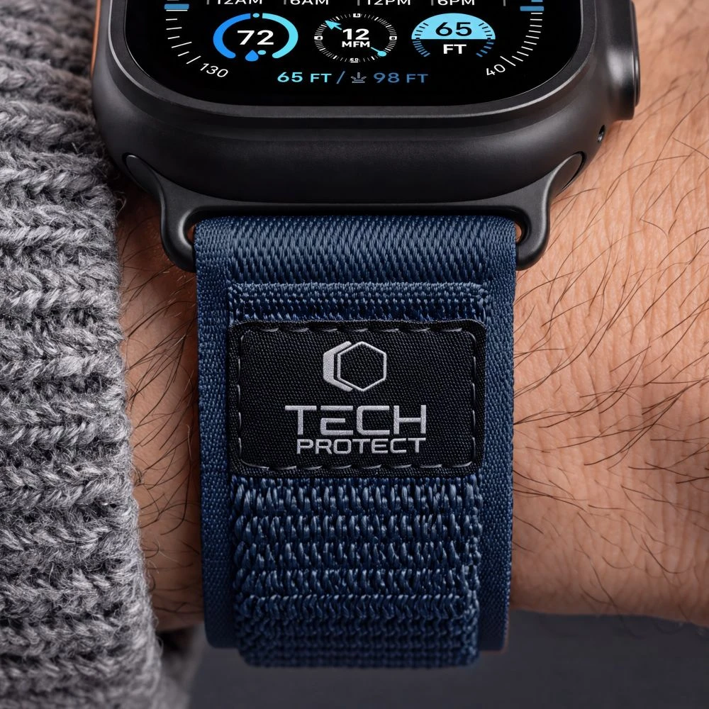Tech-Protect NYLON ELITE Watch 8 / 9 / 10 / 11 / 12 / SE / ULTRA (44 / 45 / 46 / 49 MM) TAMSIAI MĖLYNA/ORANŽINĖ