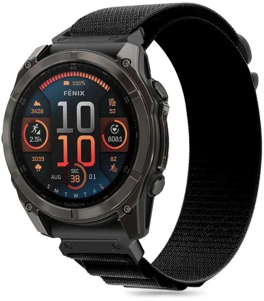 Tech-Protect nylon Pro Garmin Fenix 5 / 6 / 6 Pro / 7 / 8 (47 mm) / E juodos spalvos