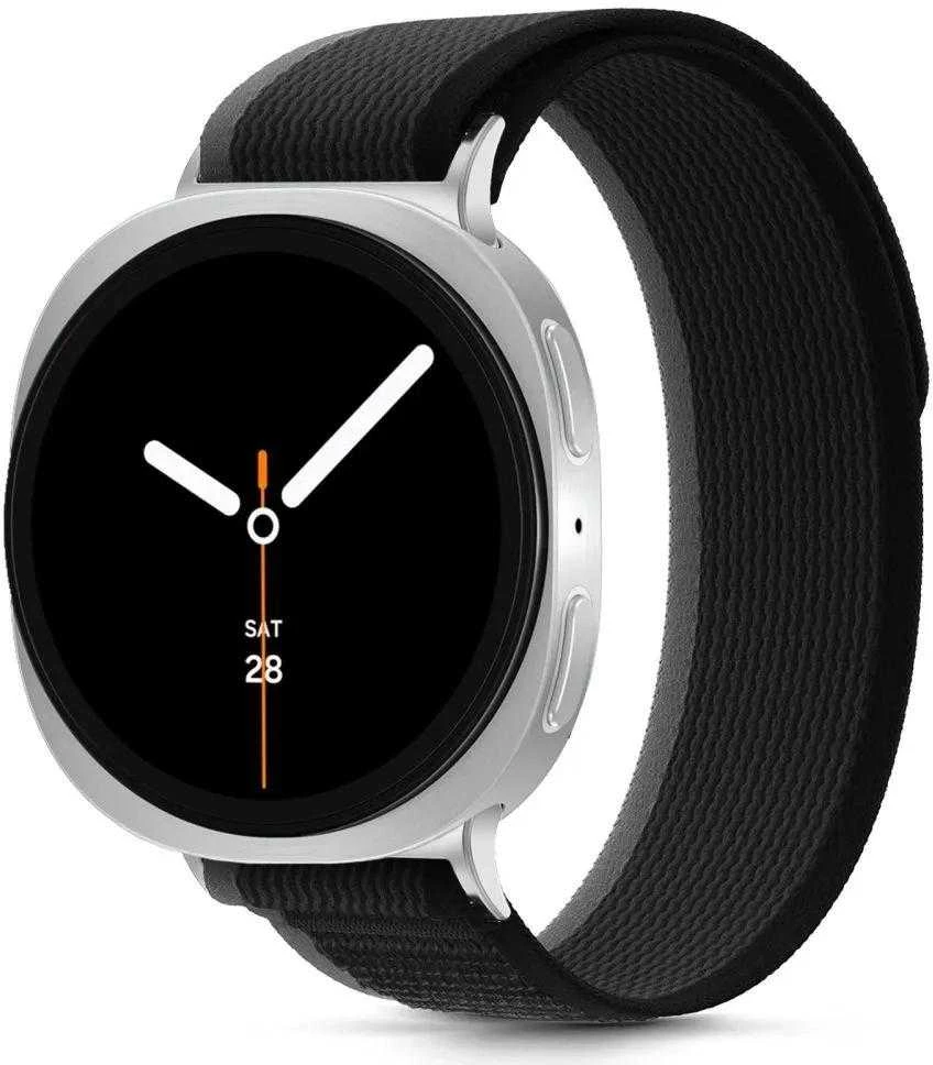 Tech-Protect Nylon Stripe apyrankė skirta Samsung Galaxy Watch 40/44/46 mm – juodos spalvos ir oranžinės spalvos