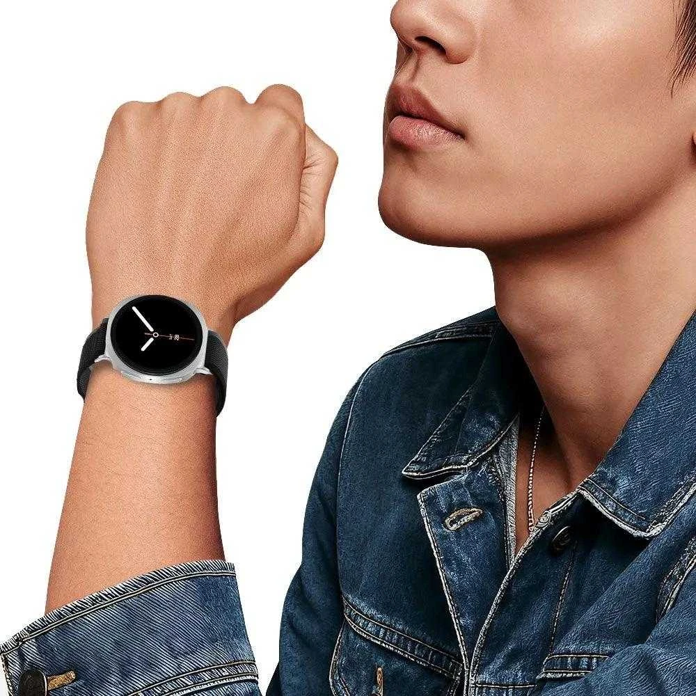 Tech-Protect Nylon Stripe apyrankė skirta Samsung Galaxy Watch 40/44/46 mm – juodos spalvos ir oranžinės spalvos