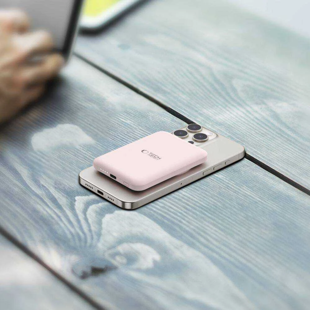 Tech-Protect PB10 LifeMag MagSafe powerbank 5000MAH rožinės spalvos