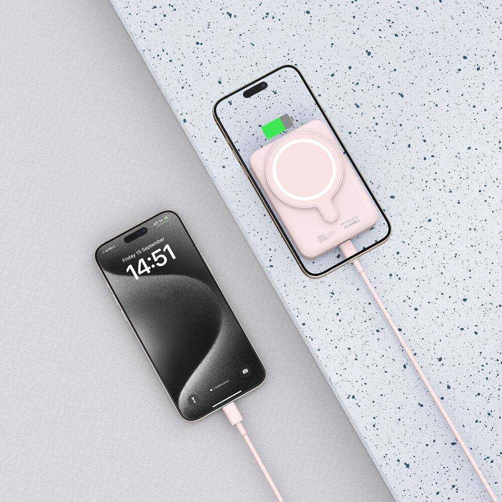 Tech-Protect PB11 LifeMag MagSafe powerbank 10000MAH rožinės spalvos