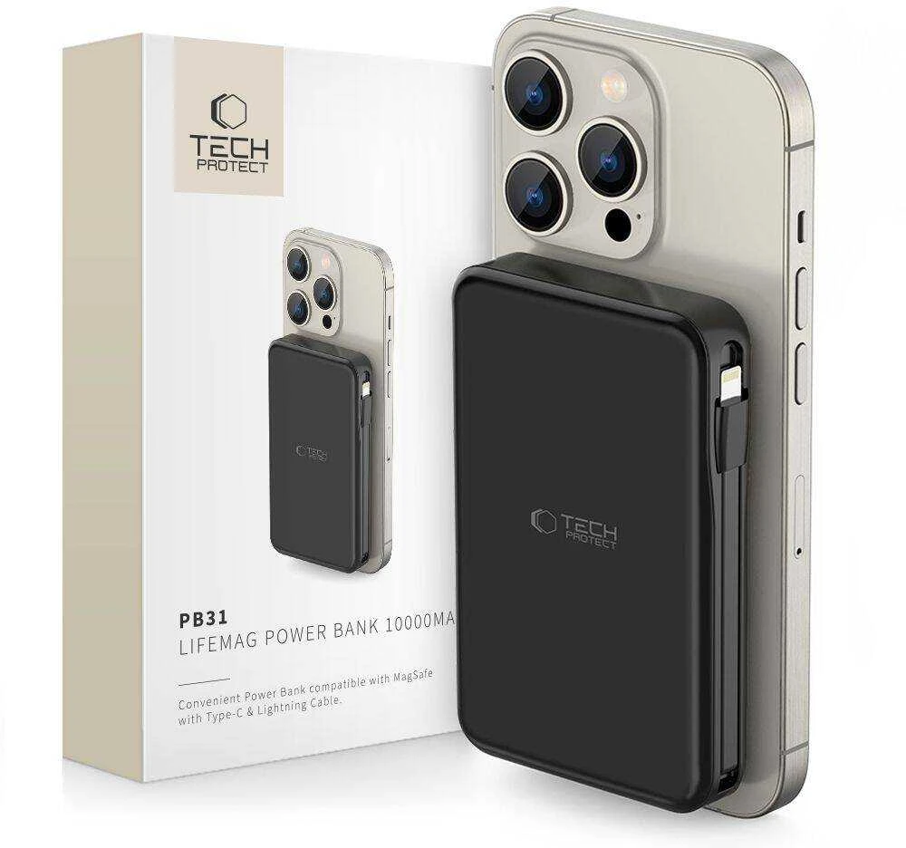 Tech-Protect PB31 LifeMag MagSafe powerbank 10000MAH juodos spalvos