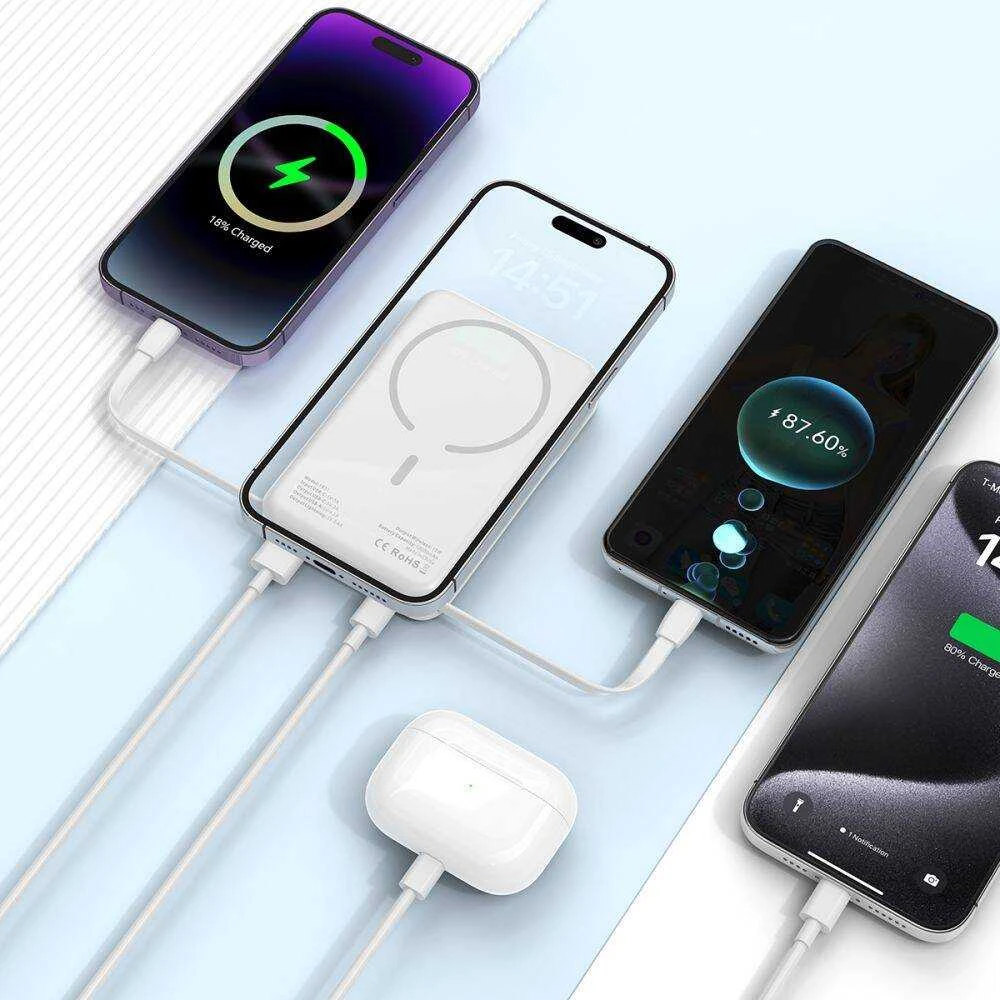 Tech-Protect PB31 LifeMag MagSafe powerbank 10000MAH baltos spalvos