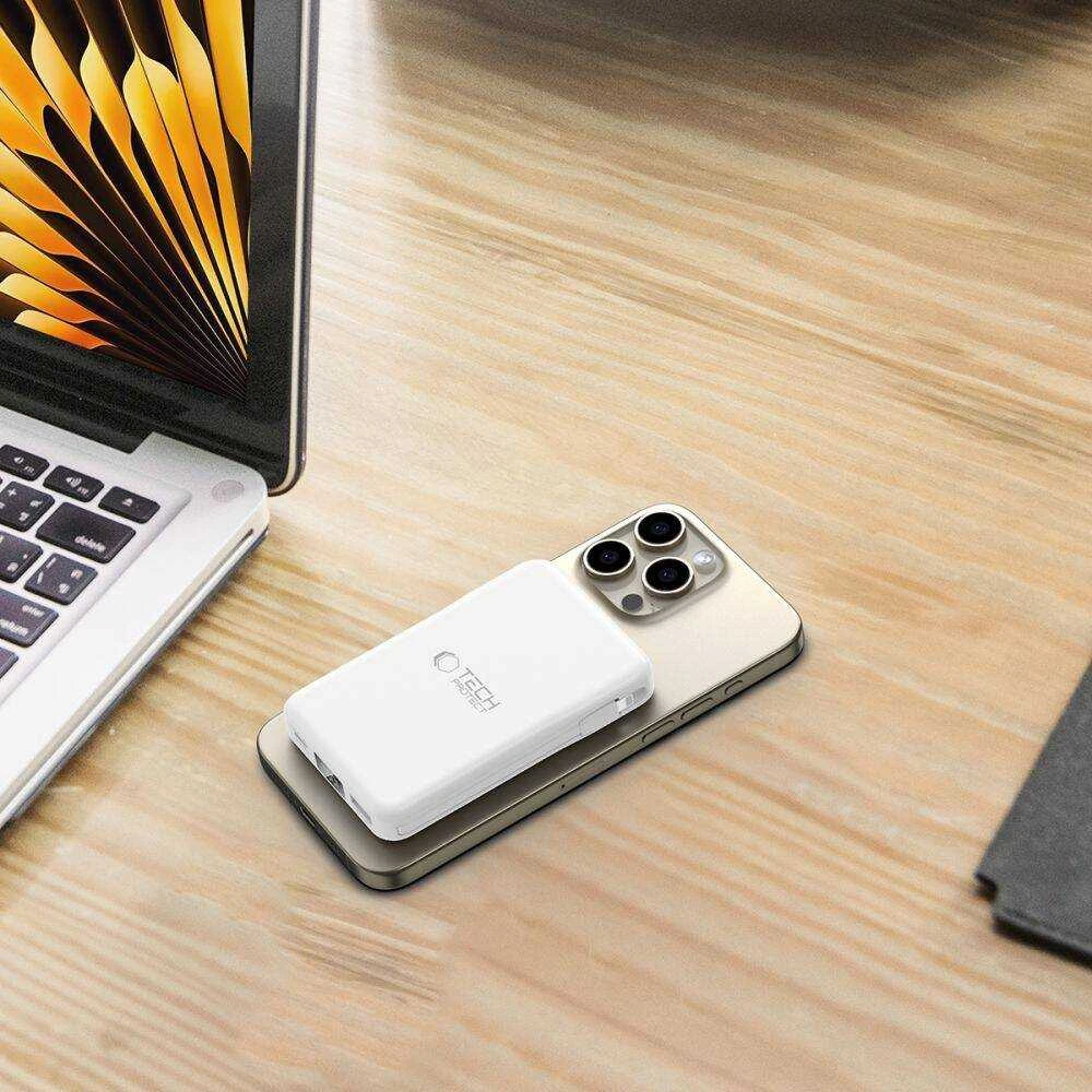 Tech-Protect PB31 LifeMag MagSafe powerbank 10000MAH baltos spalvos