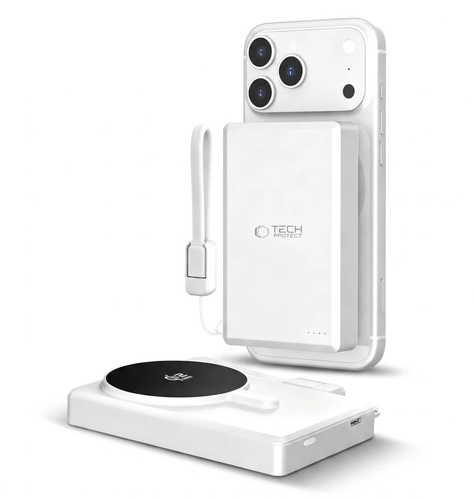 Tech-Protect PB40 LIFEMAG MagSafe IŠORINĖ BATERIJA 10000MAH 25W QI2.2 BALTA/SIDABRINĖ