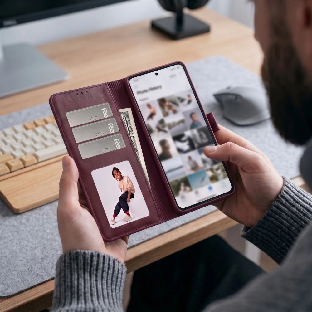 Tech-Protect PINIGINĖS TIPO DĖKLAS XIAOMI REDMI NOTE 17 Pro Max 5G MULBERRY