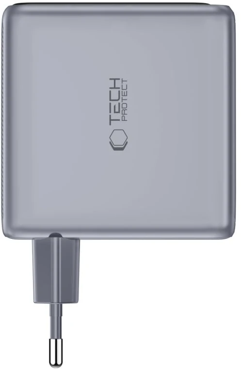 Tech-Protect POWERVISION NC140W-GAN 4 prievadų tinklo įkroviklis PD 140W / QC3.0 tamsiai pilkas