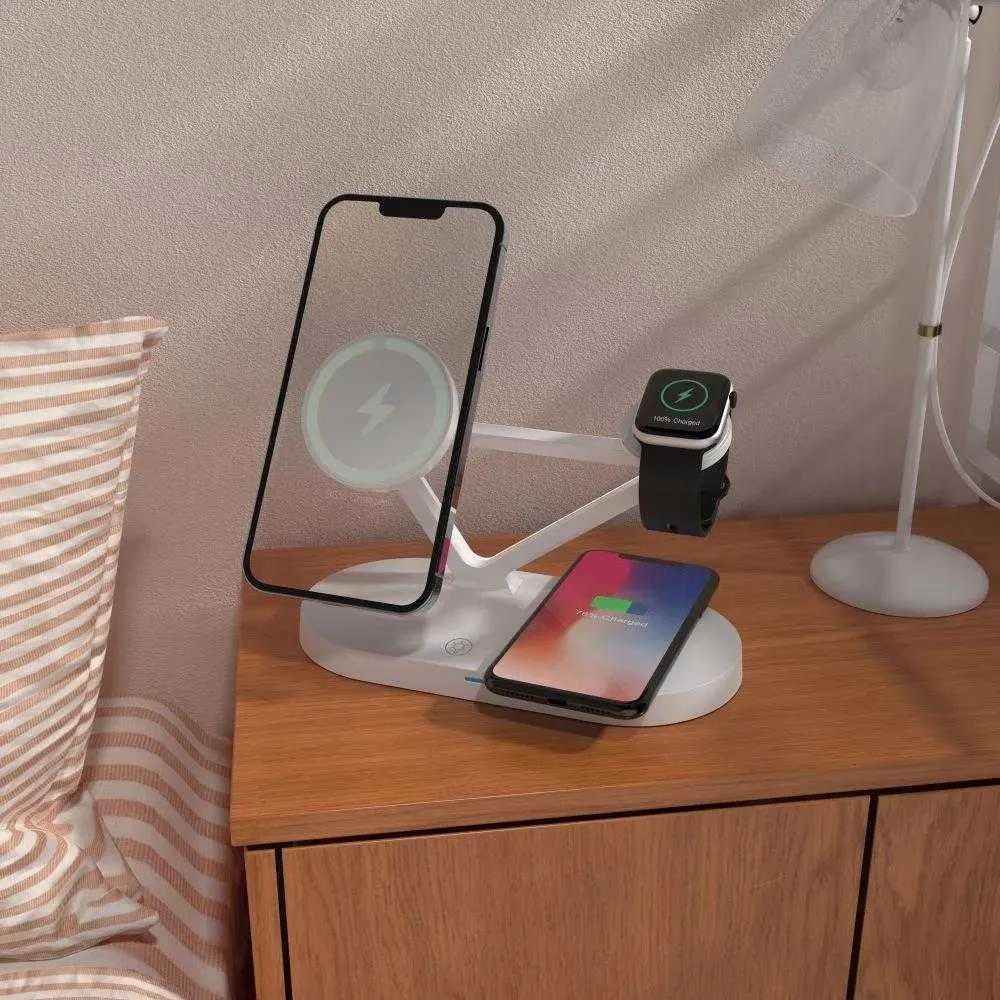 Tech-Protect QI15W-A41 3in1 belaidis įkroviklis su MagSafe for Apple Devices – baltos spalvos