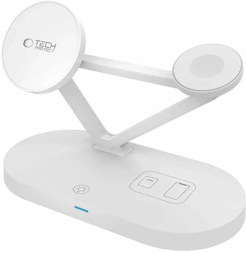 Tech-Protect QI15W-A41 3in1 belaidis įkroviklis su MagSafe for Apple Devices – baltos spalvos