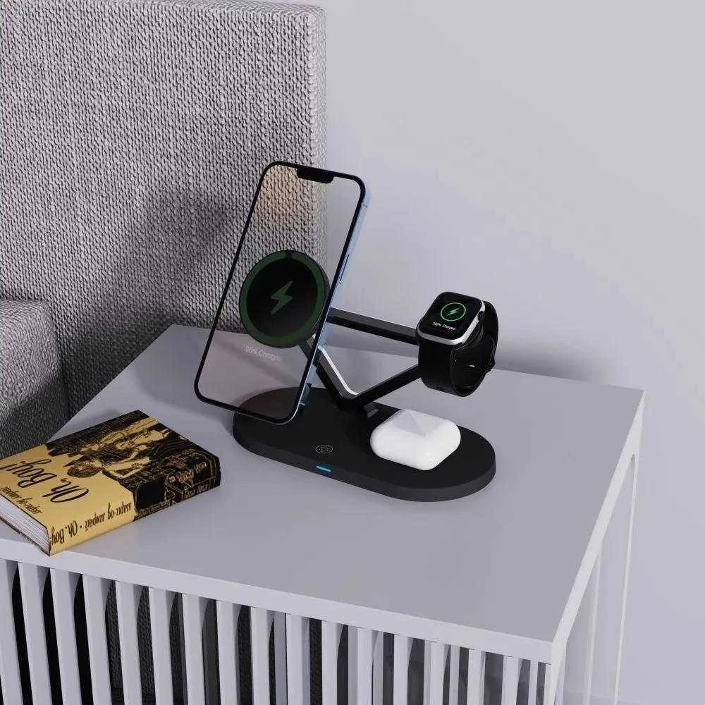 Tech-Protect QI15W-A41 3in1 belaidis įkroviklis su MagSafe for Apple Devices – juodos spalvos