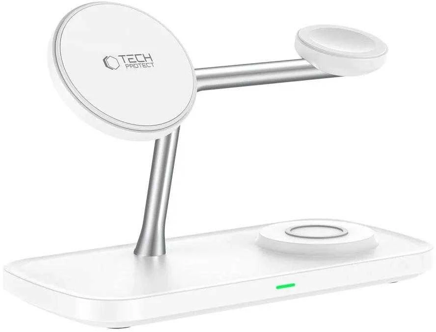 Tech-Protect QI15W-A45 3in1 belaidis įkroviklis su MagSafe for Apple Devices – baltos spalvos